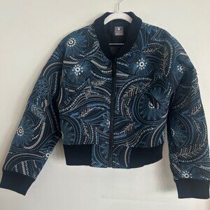 Free People Movement Garden Party Floral Embroidered Cropped Bomber Jacket NEW